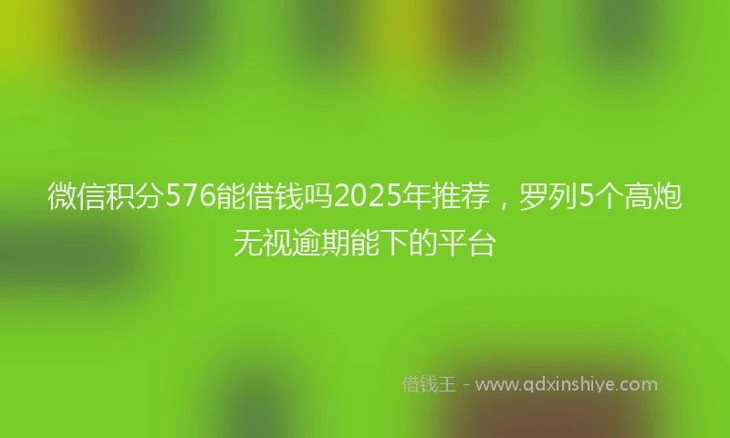 微信积分576能借钱吗2025年推荐，罗列5个高炮无视逾期能下的平台