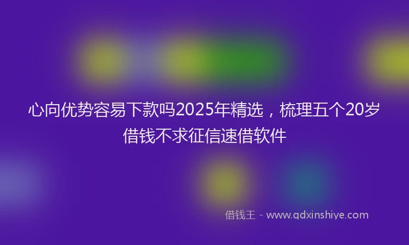心向优势容易下款吗2025年精选，梳理五个20岁借钱不求征信速借软件