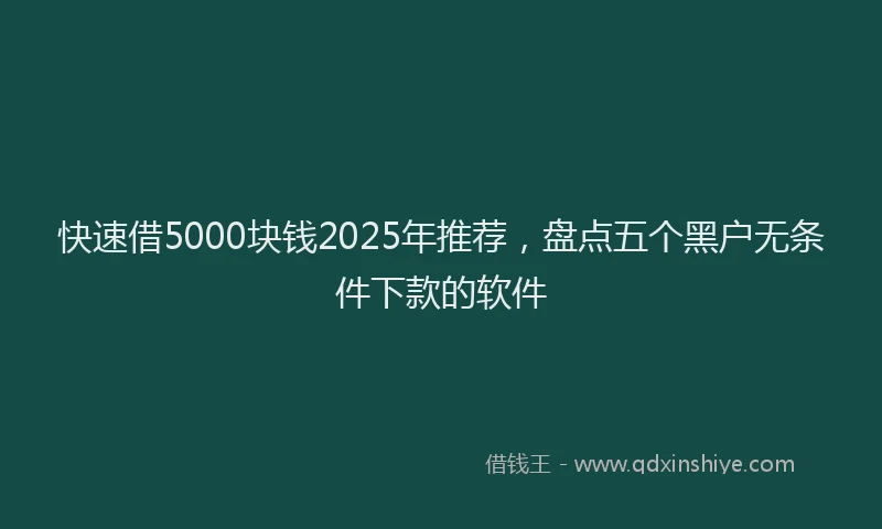 快速借5000块钱2025年推荐，盘点五个黑户无条件下款的软件