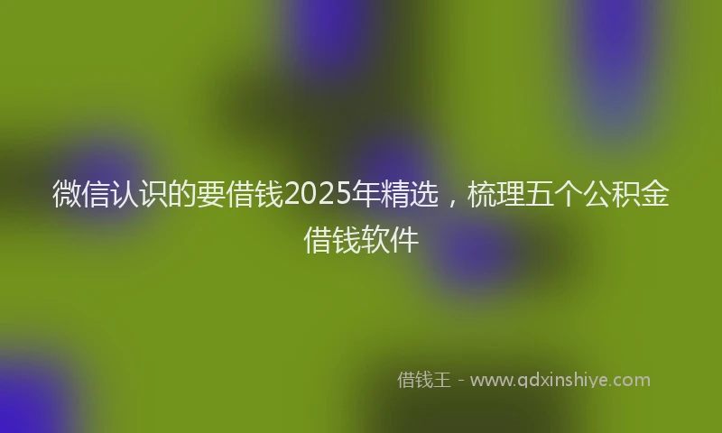 微信认识的要借钱2025年精选，梳理五个公积金借钱软件