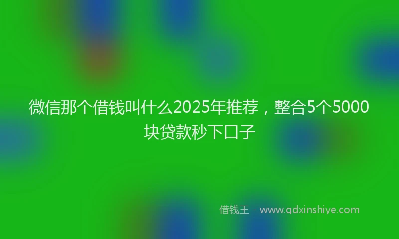 微信那个借钱叫什么2025年推荐，整合5个5000块贷款秒下口子