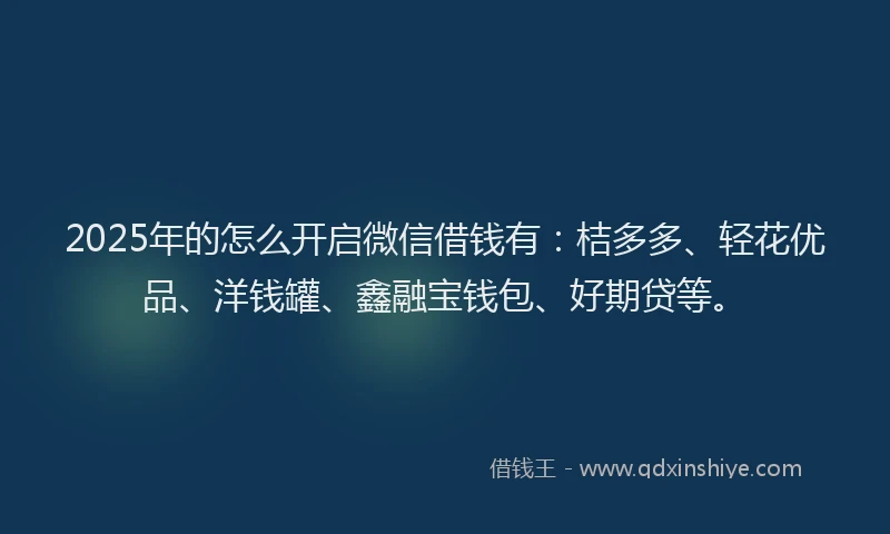 2025年的怎么开启微信借钱有：桔多多、轻花优品、洋钱罐、鑫融宝钱包、好期贷等。
