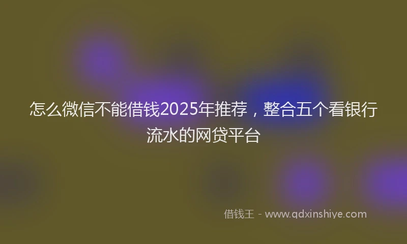 怎么微信不能借钱2025年推荐，整合五个看银行流水的网贷平台