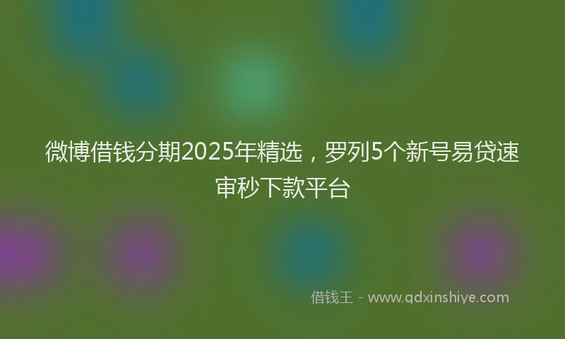 微博借钱分期2025年精选，罗列5个新号易贷速审秒下款平台