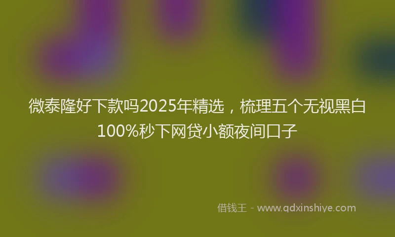 微泰隆好下款吗2025年精选，梳理五个无视黑白100%秒下网贷小额夜间口子