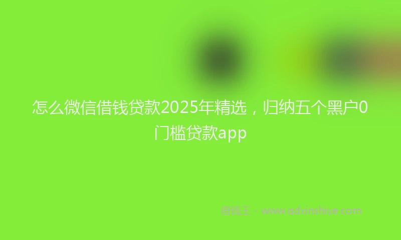 怎么微信借钱贷款2025年精选，归纳五个黑户0门槛贷款app