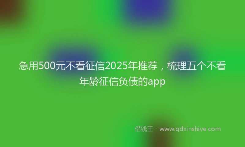 急用500元不看征信2025年推荐，梳理五个不看年龄征信负债的app