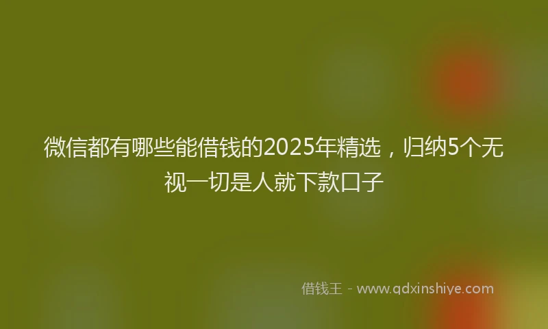 微信都有哪些能借钱的2025年精选，归纳5个无视一切是人就下款口子
