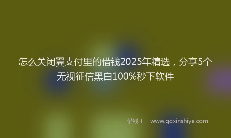 怎么关闭翼支付里的借钱2025年精选，分享5个无视征信黑白100%秒下软件