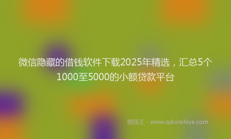 微信隐藏的借钱软件下载2025年精选，汇总5个1000至5000的小额贷款平台