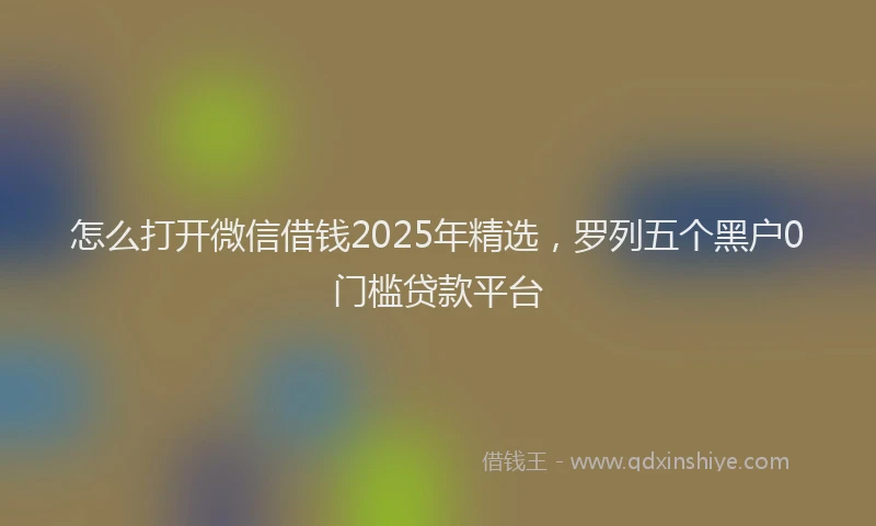 怎么打开微信借钱2025年精选，罗列五个黑户0门槛贷款平台