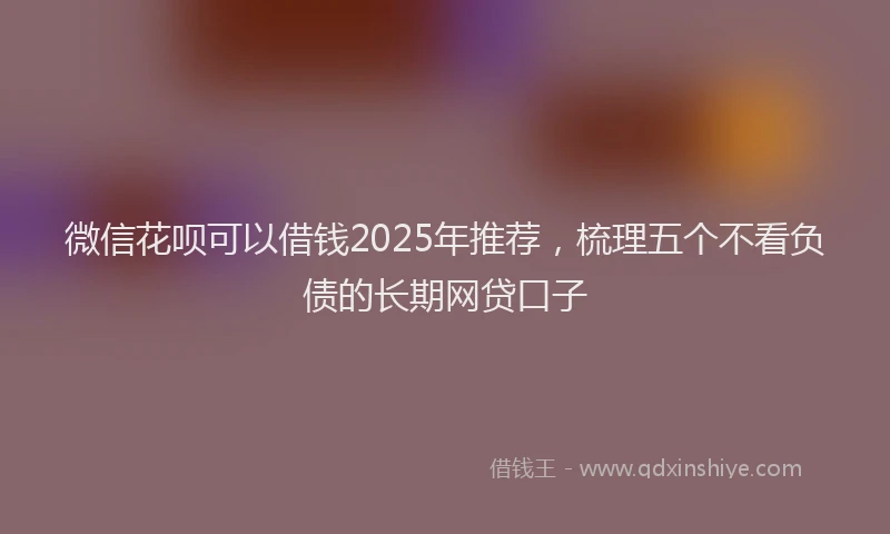 微信花呗可以借钱2025年推荐，梳理五个不看负债的长期网贷口子