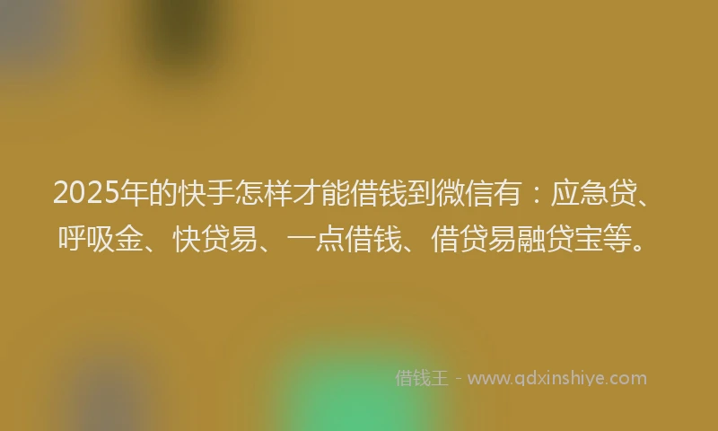 2025年的快手怎样才能借钱到微信有：应急贷、呼吸金、快贷易、一点借钱、借贷易融贷宝等。