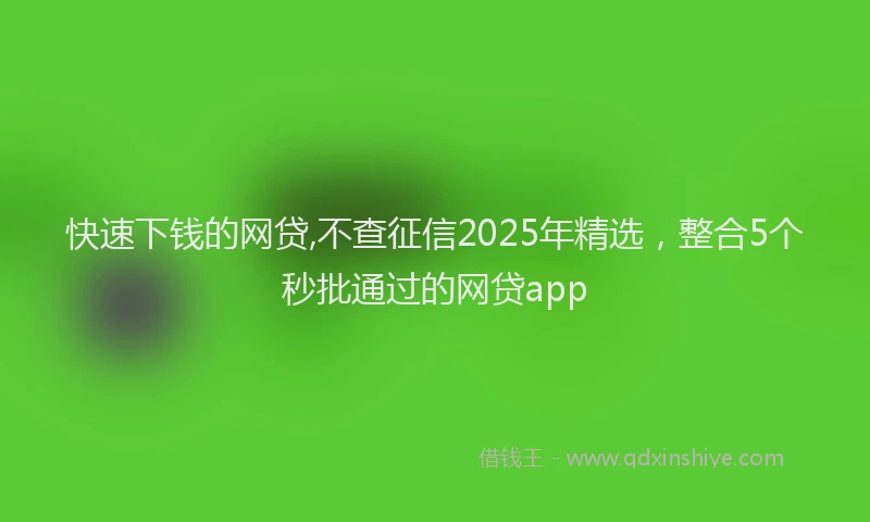快速下钱的网贷,不查征信2025年精选，整合5个秒批通过的网贷app