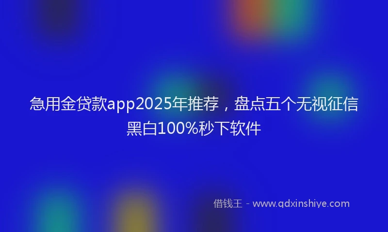 急用金贷款app2025年推荐，盘点五个无视征信黑白100%秒下软件