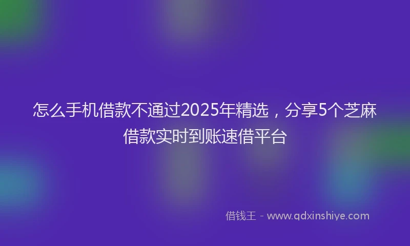 怎么手机借款不通过2025年精选，分享5个芝麻借款实时到账速借平台