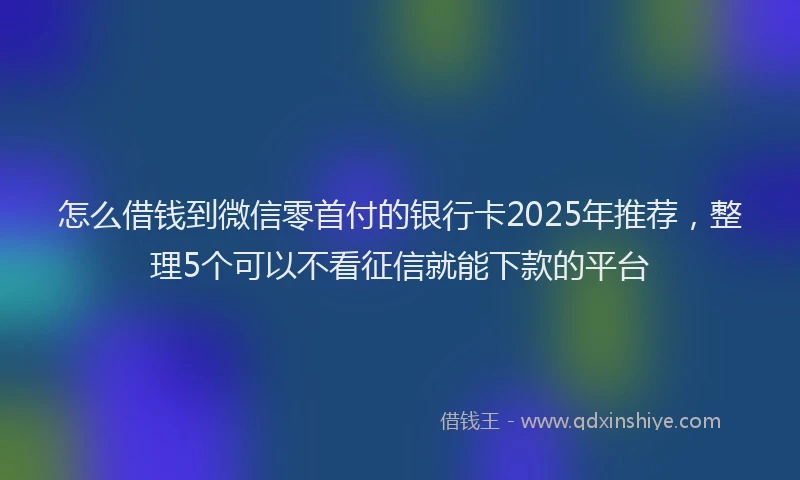 怎么借钱到微信零首付的银行卡2025年推荐，整理5个可以不看征信就能下款的平台