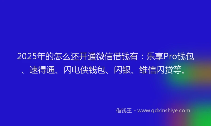 2025年的怎么还开通微信借钱有：乐享Pro钱包、速得通、闪电侠钱包、闪银、维信闪贷等。