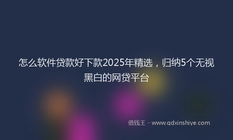 怎么软件贷款好下款2025年精选，归纳5个无视黑白的网贷平台