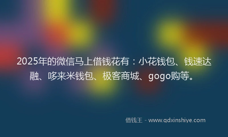 2025年的微信马上借钱花有：小花钱包、钱速达融、哆来米钱包、极客商城、gogo购等。