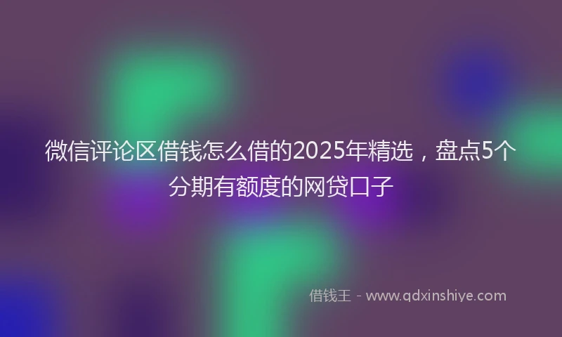 微信评论区借钱怎么借的2025年精选，盘点5个分期有额度的网贷口子