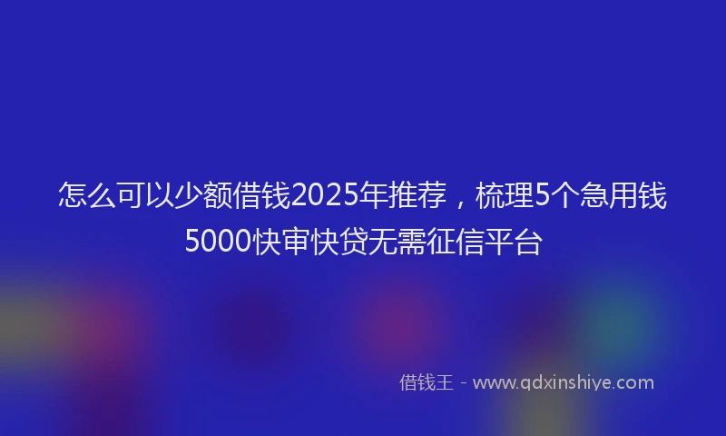 怎么可以少额借钱2025年推荐，梳理5个急用钱5000快审快贷无需征信平台