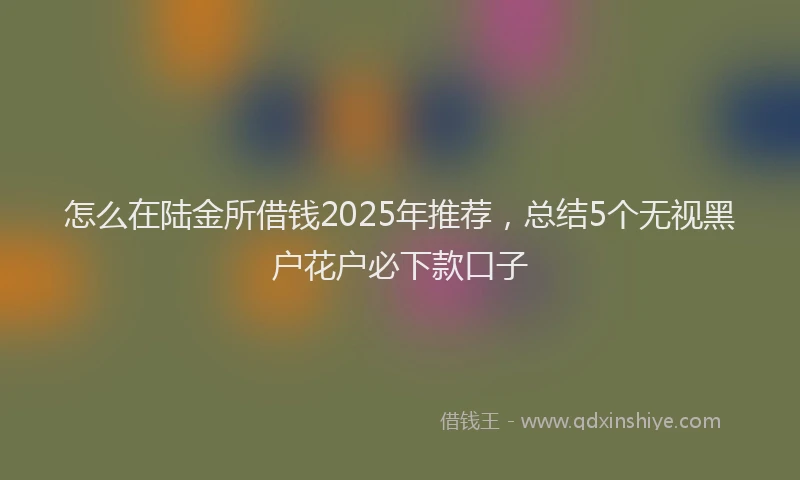 怎么在陆金所借钱2025年推荐，总结5个无视黑户花户必下款口子