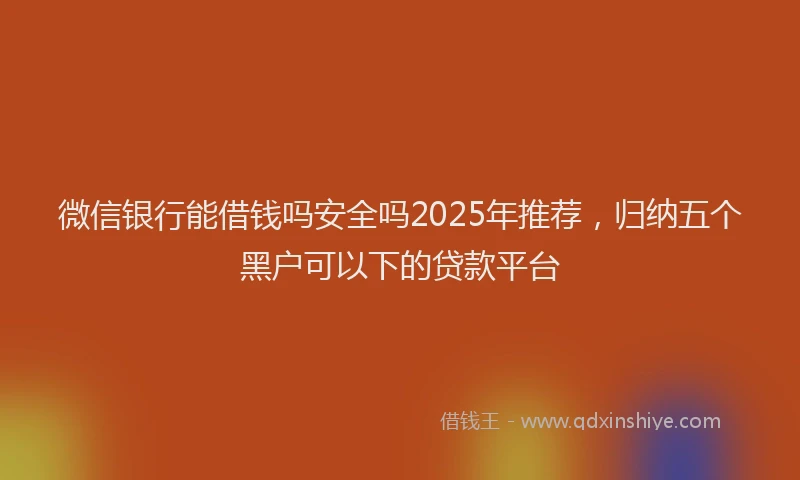 微信银行能借钱吗安全吗2025年推荐，归纳五个黑户可以下的贷款平台