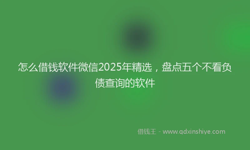 怎么借钱软件微信2025年精选，盘点五个不看负债查询的软件