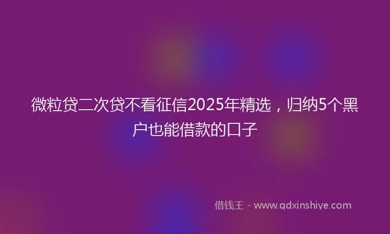 微粒贷二次贷不看征信2025年精选，归纳5个黑户也能借款的口子