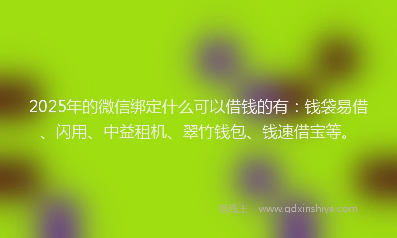 2025年的微信绑定什么可以借钱的有：钱袋易借、闪用、中益租机、翠竹钱包、钱速借宝等。