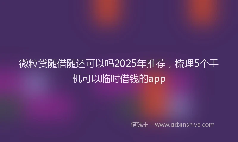 微粒贷随借随还可以吗2025年推荐，梳理5个手机可以临时借钱的app