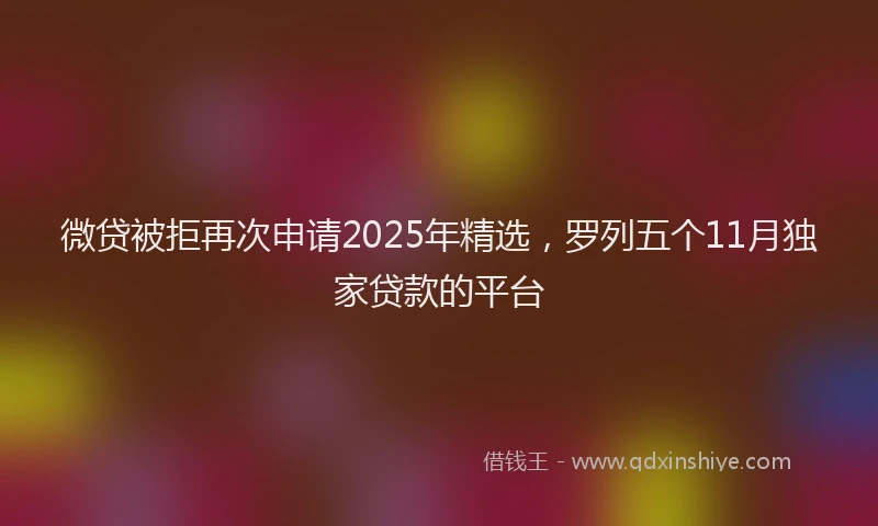 微贷被拒再次申请2025年精选，罗列五个11月独家贷款的平台