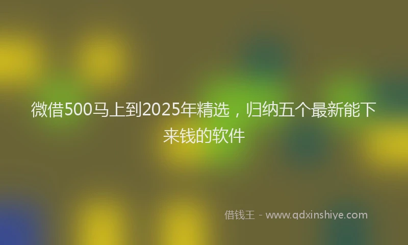 微借500马上到2025年精选，归纳五个最新能下来钱的软件