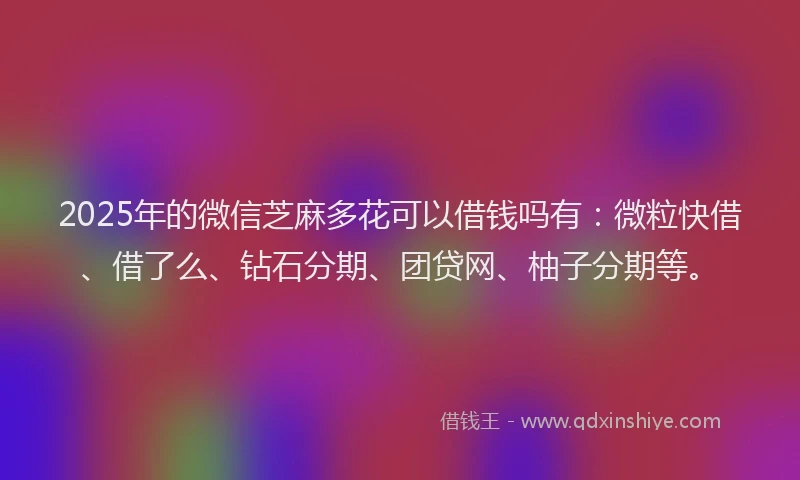 2025年的微信芝麻多花可以借钱吗有：微粒快借、借了么、钻石分期、团贷网、柚子分期等。