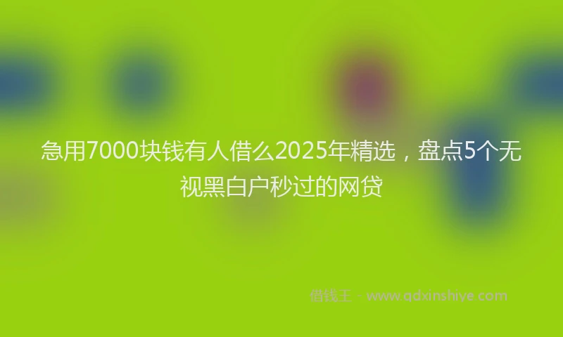 急用7000块钱有人借么2025年精选，盘点5个无视黑白户秒过的网贷