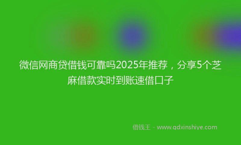 微信网商贷借钱可靠吗2025年推荐，分享5个芝麻借款实时到账速借口子