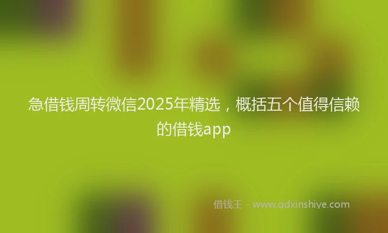 急借钱周转微信2025年精选，概括五个值得信赖的借钱app