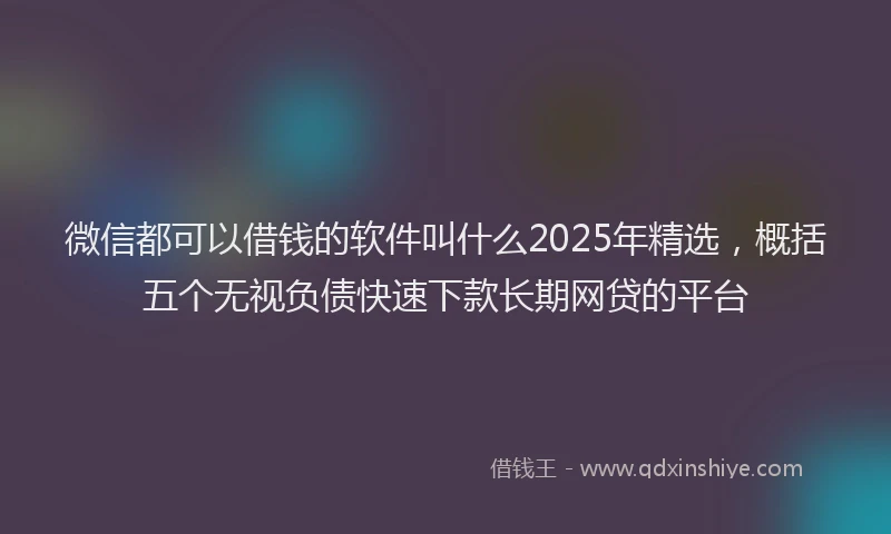 微信都可以借钱的软件叫什么2025年精选，概括五个无视负债快速下款长期网贷的平台