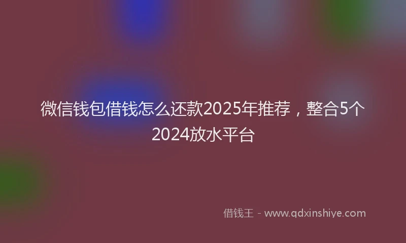 微信钱包借钱怎么还款2025年推荐，整合5个2024放水平台