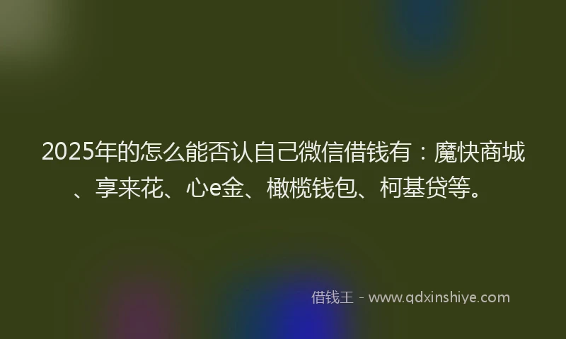 2025年的怎么能否认自己微信借钱有：魔快商城、享来花、心e金、橄榄钱包、柯基贷等。
