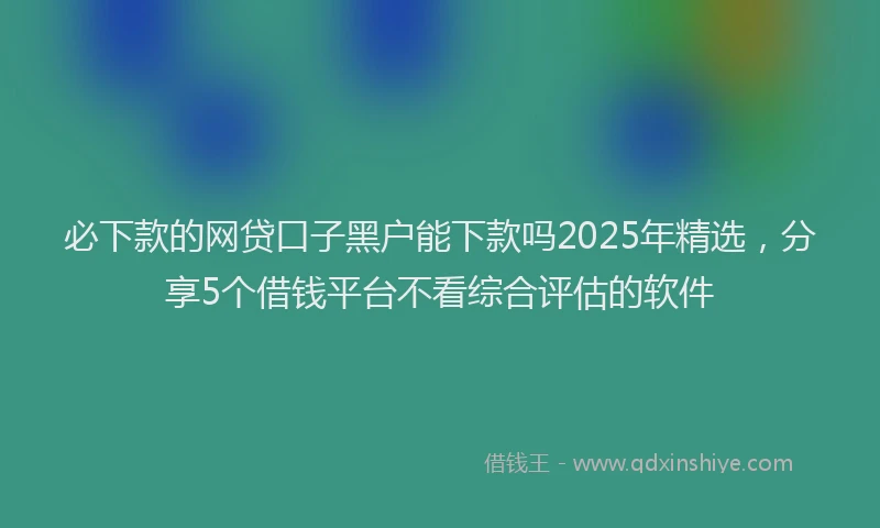 必下款的网贷口子黑户能下款吗2025年精选，分享5个借钱平台不看综合评估的软件