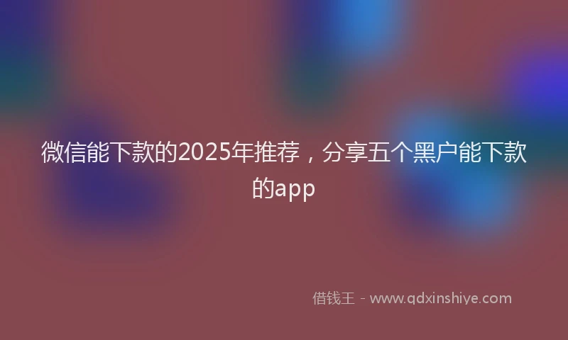 微信能下款的2025年推荐，分享五个黑户能下款的app