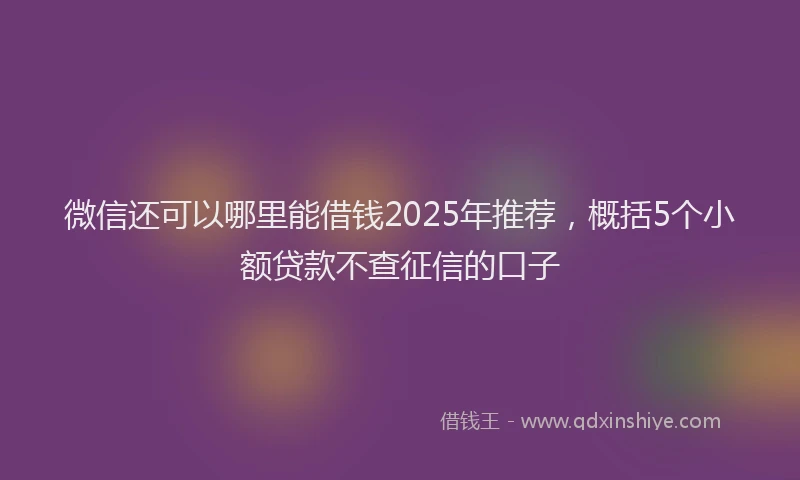 微信还可以哪里能借钱2025年推荐，概括5个小额贷款不查征信的口子