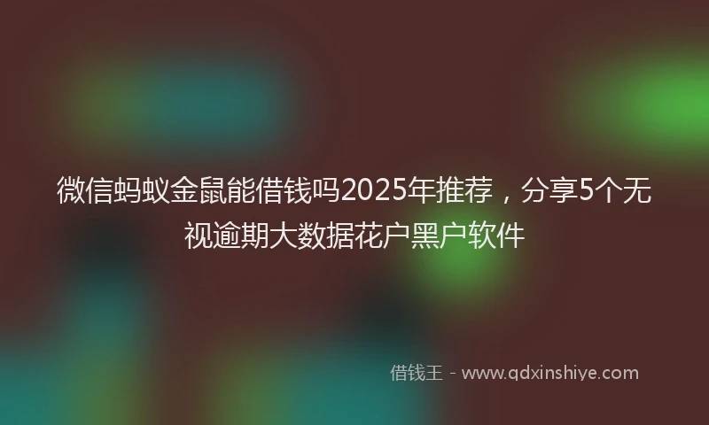 微信蚂蚁金鼠能借钱吗2025年推荐，分享5个无视逾期大数据花户黑户软件