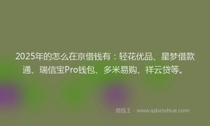 2025年的怎么在京借钱有：轻花优品、星梦借款通、瑞信宝Pro钱包、多米易购、祥云贷等。