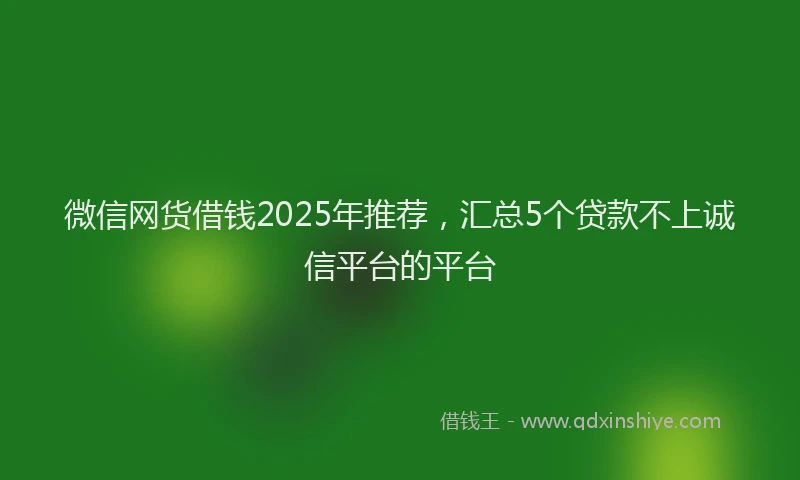 微信网货借钱2025年推荐，汇总5个贷款不上诚信平台的平台
