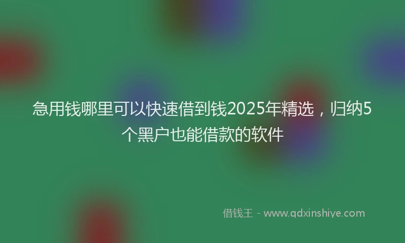急用钱哪里可以快速借到钱2025年精选，归纳5个黑户也能借款的软件
