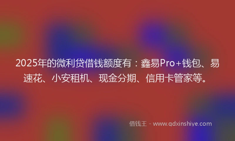 2025年的微利贷借钱额度有：鑫易Pro+钱包、易速花、小安租机、现金分期、信用卡管家等。
