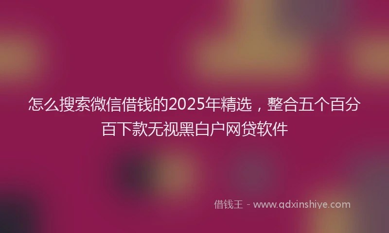 怎么搜索微信借钱的2025年精选，整合五个百分百下款无视黑白户网贷软件